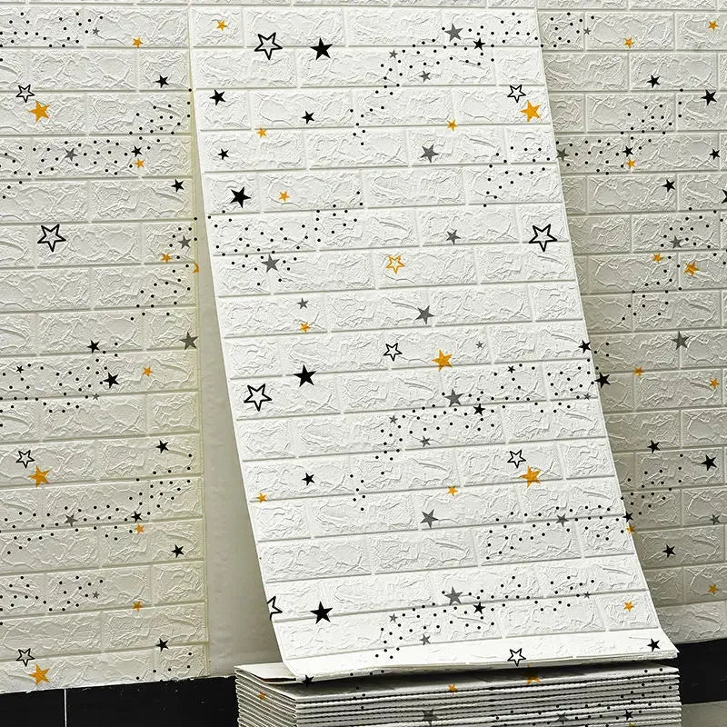 70cmX500cm DIY 3D Wallpaper Moisture Proof Modern Home Decoration Self-adhesive Waterproof Wall Stickers Brick Pattern