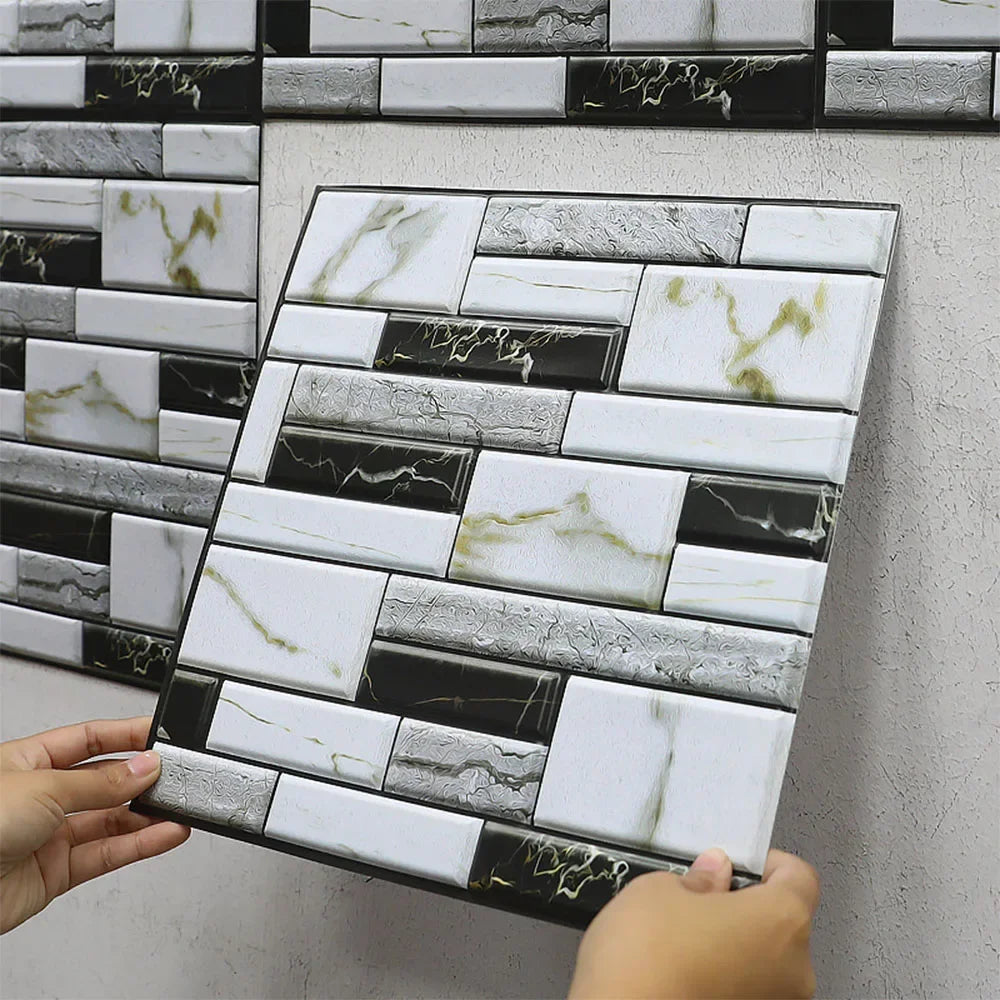 10 Pcs Self Adhesive Tile Wall Sticker Home Decor 3d Pvc Sticker Covers For Kitchen Cupboard Bathroom Waterproof Wallpaper