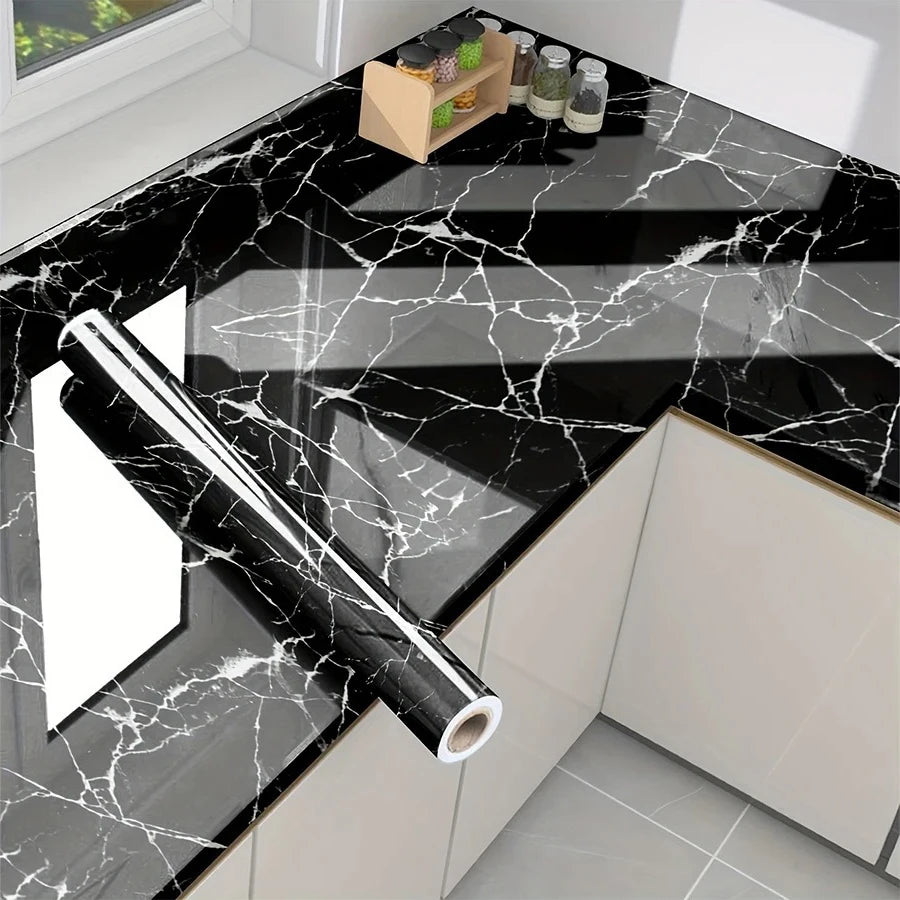 40cm Marble Vinyl Self Adhesive Wallpaper Waterproof Contact Paper PVC Wall Stickers for Kitchen Livingroom Home Decorative Film