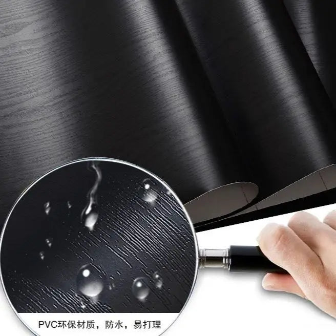 black wood matt furniture stickers boeing film pvc adhesive paper back vinyl wallpaper cabinet furniture wood fiber wallpaper