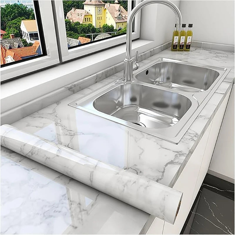 DIY 55cm Marble Self-adhesive Wallpaper Bathroom Kitchen Dining Room Cabinet Countertop Wall Sticker Waterproof And Mildew Proof