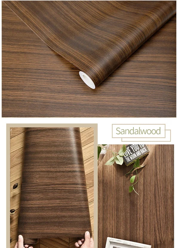 55cm Wide Wood Grain Home Decor Furniture Waterproof Vinyl Wall Sticker Self Adhesive PVC Wallpaper Kitchen Cabinet Door Sticker