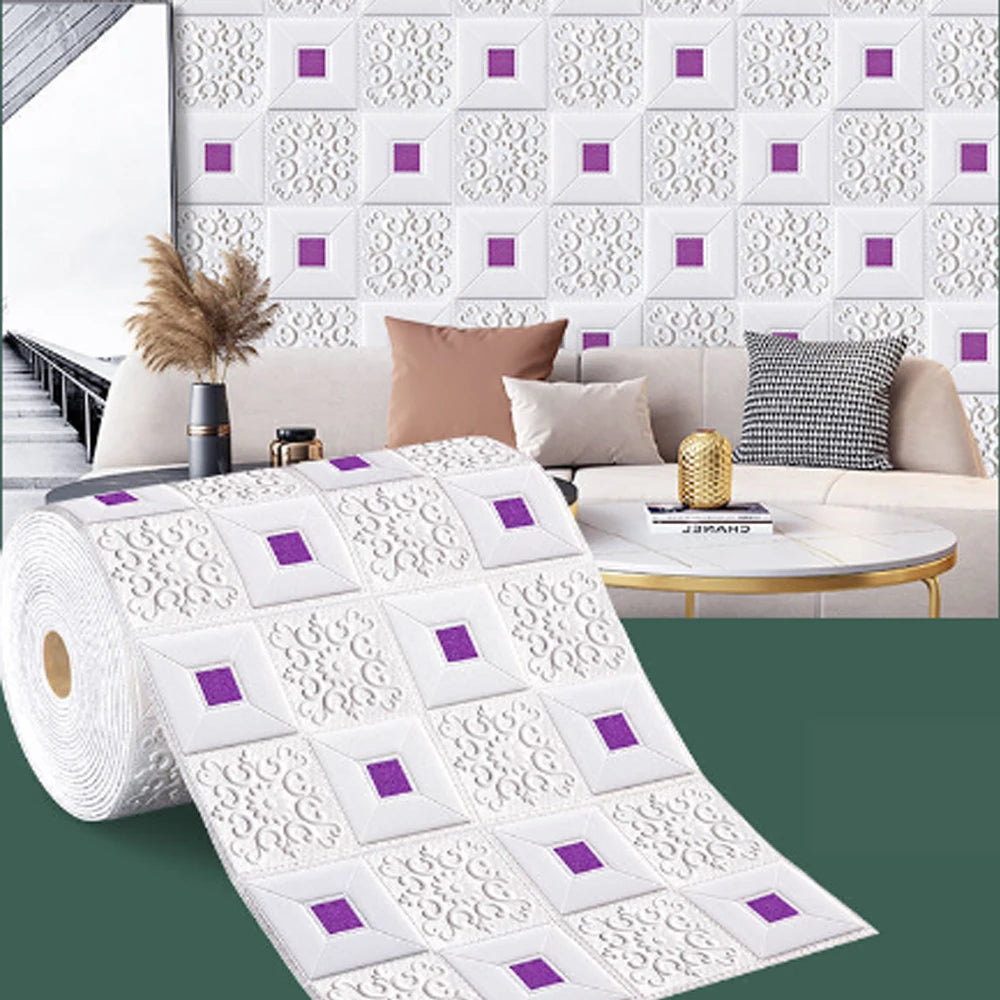 70cmx1m/2m/3m/5m/10m Waterproof 3D Stereo Wall Sticker Ceiling Bedroom Living Room Self-adhesive Background Decoration Wallpaper