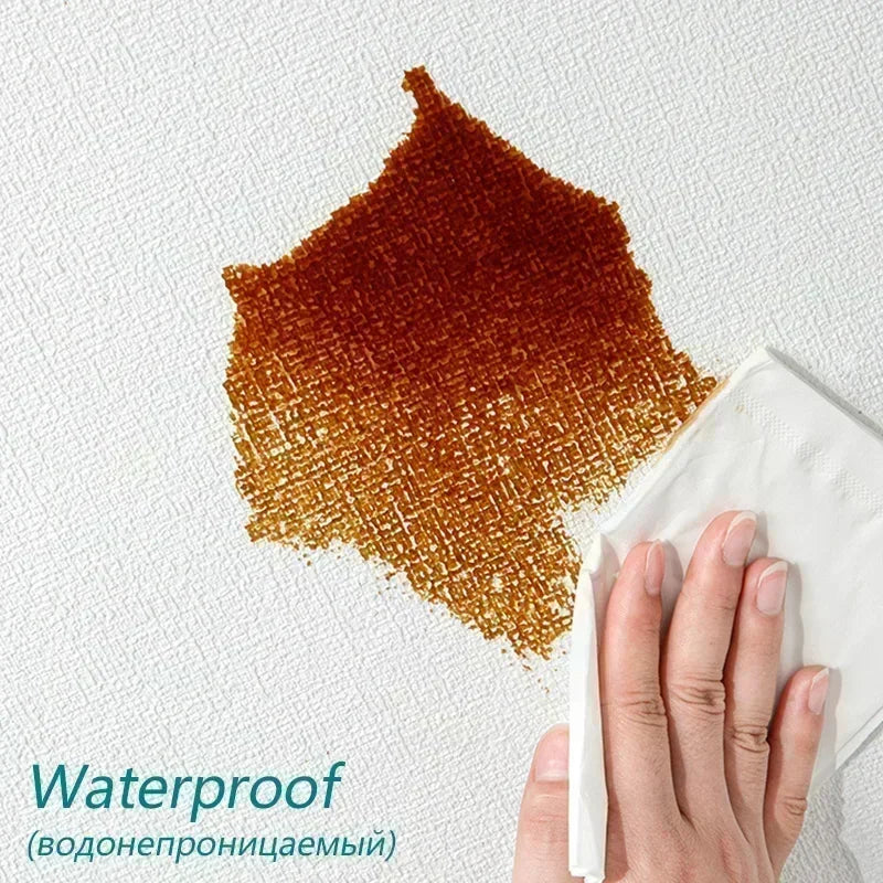 3D Linen Foam Stickers Self-adhesive PVC Solid Color Thickened Waterproof Bedroom And Living Room Wall Renovation Wallpaper