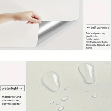 Self-Adhesive White PVC Wallpaper Waterproof Moisture-Resistant Home Renovation Bedroom & Living Room Table Decor Wallpaper