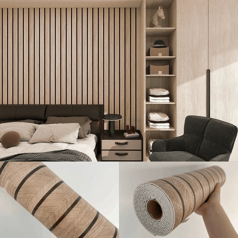 Faux Grille Wall Stickers Self Adhesive Wallpaper for Bedroom Walls Thick Foam Wood Grain Peel and Stick Wallpapers Home Decor