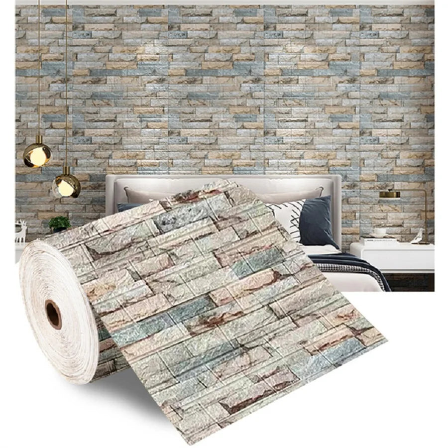 70cmX500cm DIY 3D Wallpaper Moisture Proof Modern Home Decoration Self-adhesive Waterproof Wall Stickers Brick Pattern