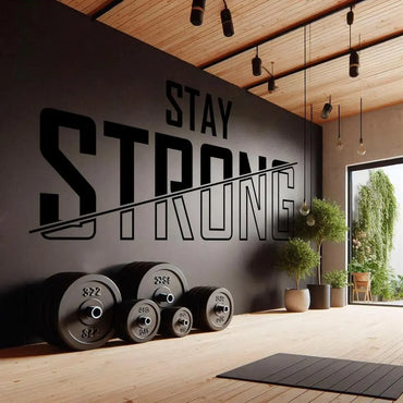 Stay Strong Motivational Wall Decal – Minimalist Gym Decor, Fitness Quote Sticker, Vinyl Art for Home Gym or Fitness Studio E983