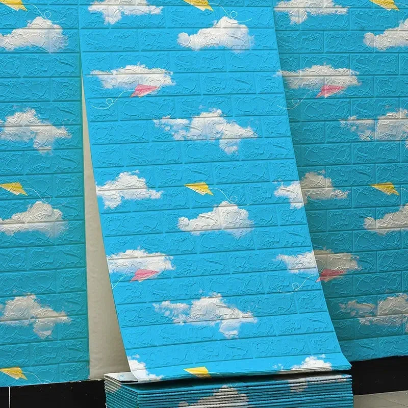 70cmX500cm DIY 3D Wallpaper Moisture Proof Modern Home Decoration Self-adhesive Waterproof Wall Stickers Brick Pattern