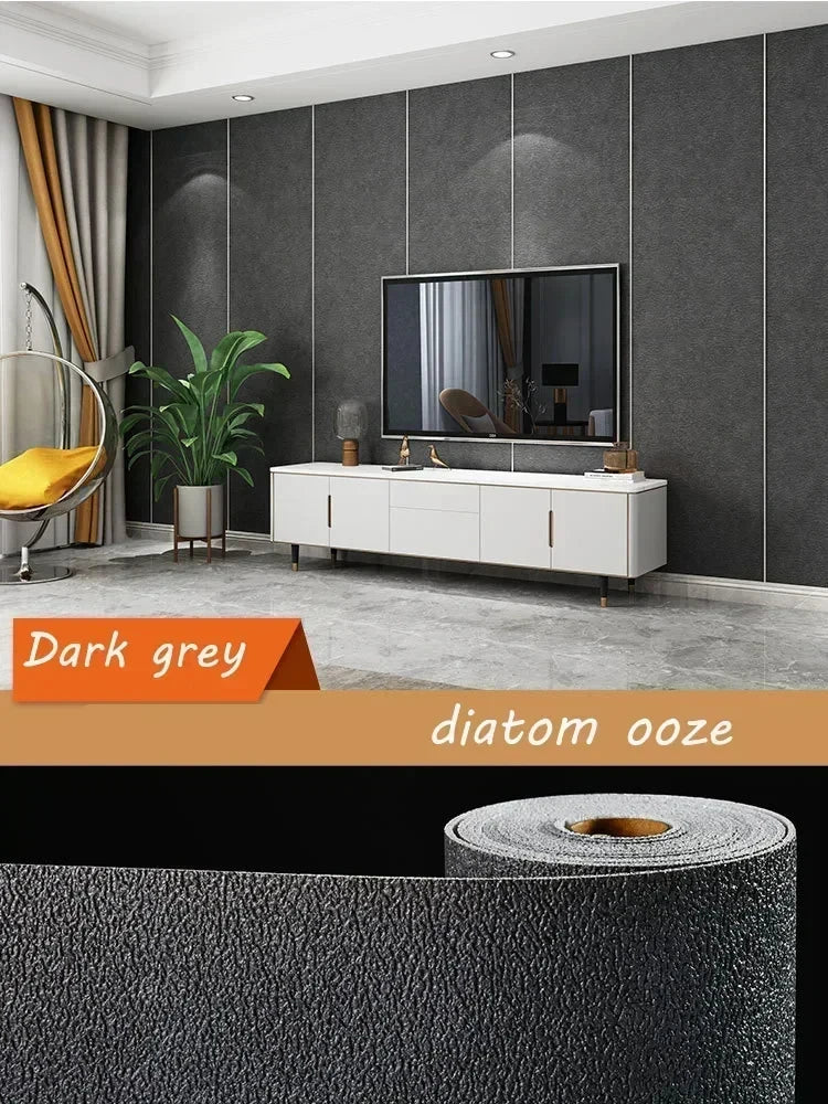 Self-adhesive Diatom Mud Wallpaper Thickened TV Background Linen wallpaper Bedroom Renovation Home Decor XPE Foam Wall Stickers