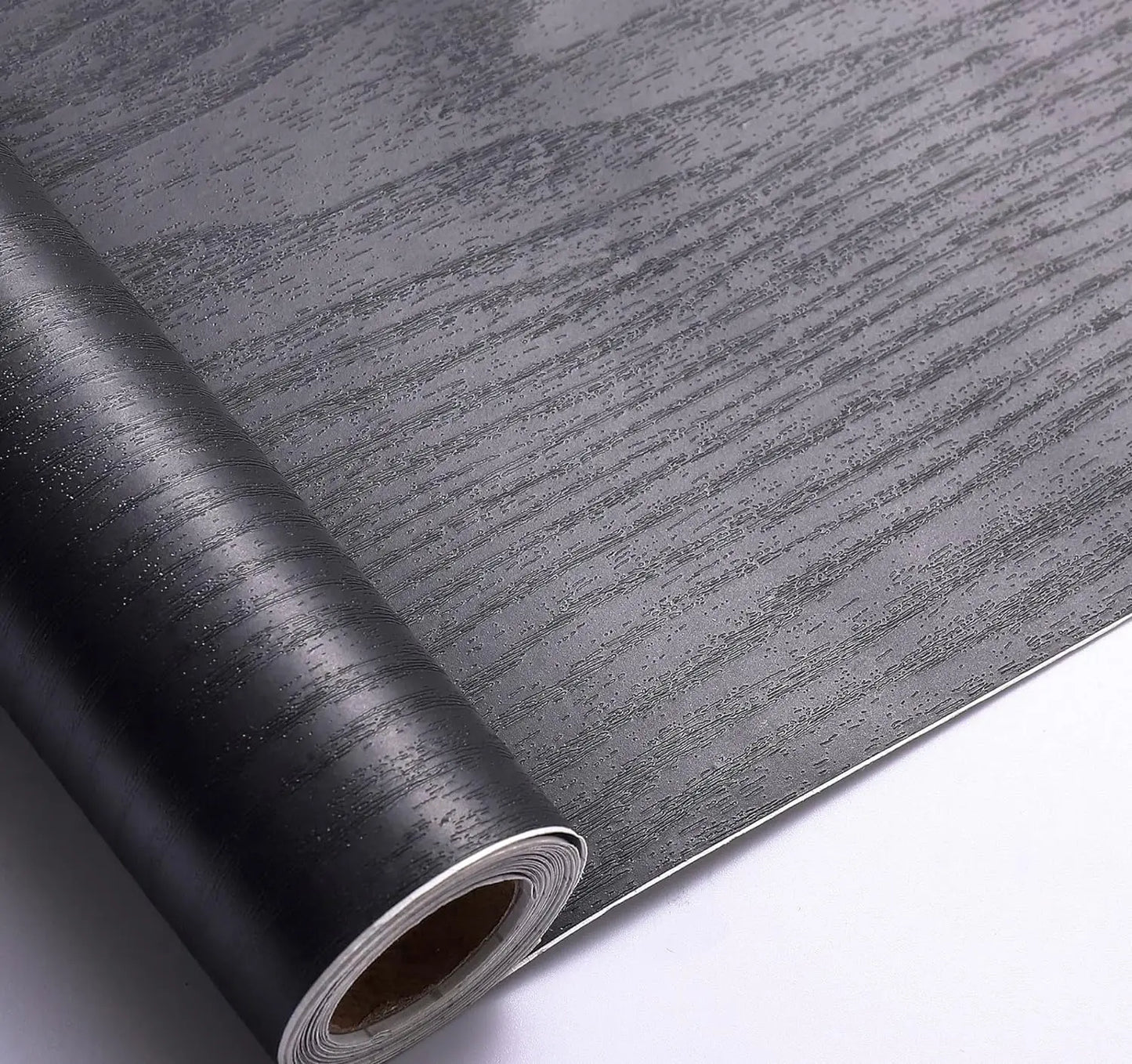 Black Wood Contact Paper Peel and Stick Self-Adhesive Wallpaper,Decorative Vinyl Film for Countertop Cabinets,Easy to Clean
