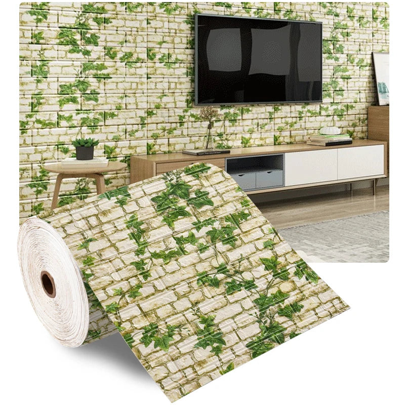 70cmX500cm DIY 3D Wallpaper Moisture Proof Modern Home Decoration Self-adhesive Waterproof Wall Stickers Brick Pattern
