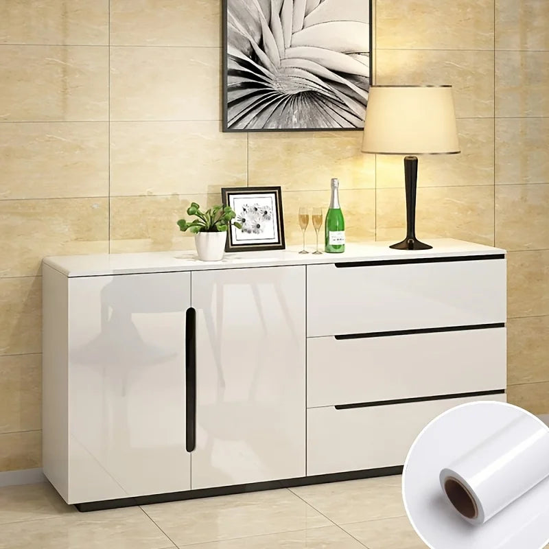 High Glossy Self-adhesive Sticker Modern Style Waterproof Oil-proof Wallpaper for Kitchen Table Cabinet Countertop Renovation