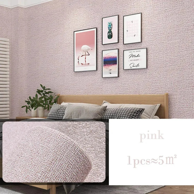 3D DIY Thicken Waterproof Mildew Proof Self-adhesive Insulation Wallpaper Linen Plain Color Stickers Renovation Wall Stickers