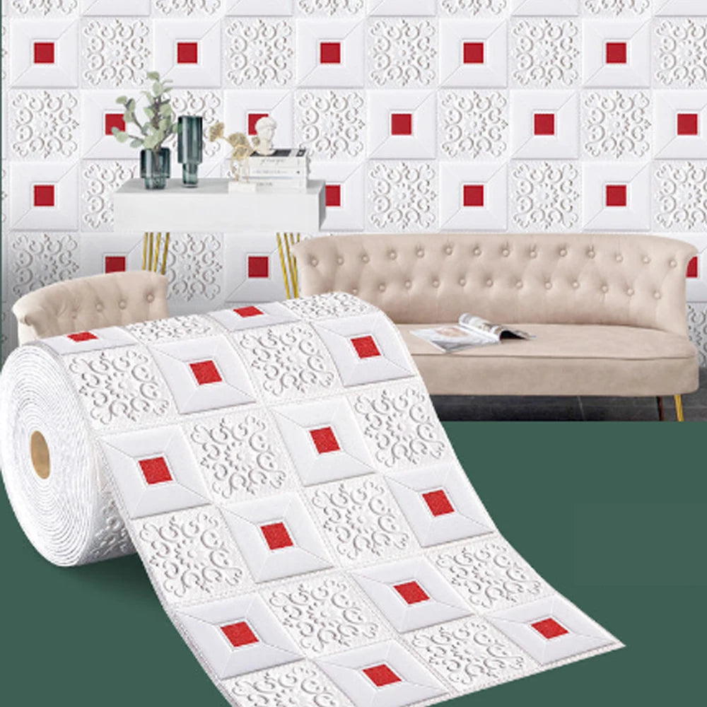 70cmx1m/2m/3m/5m/10m Waterproof 3D Stereo Wall Sticker Ceiling Bedroom Living Room Self-adhesive Background Decoration Wallpaper