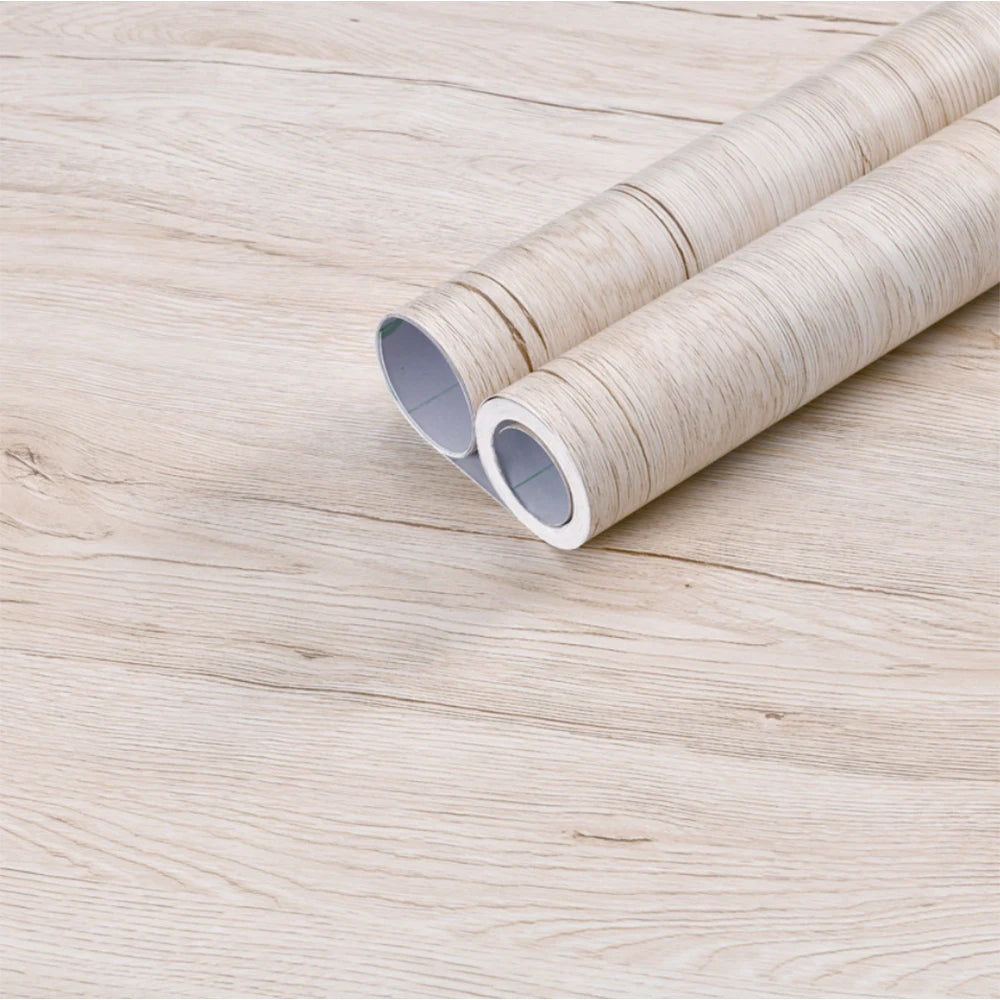 55cm Wide Wood Grain Home Decor Furniture Waterproof Vinyl Wall Sticker Self Adhesive PVC Wallpaper Kitchen Cabinet Door Sticker