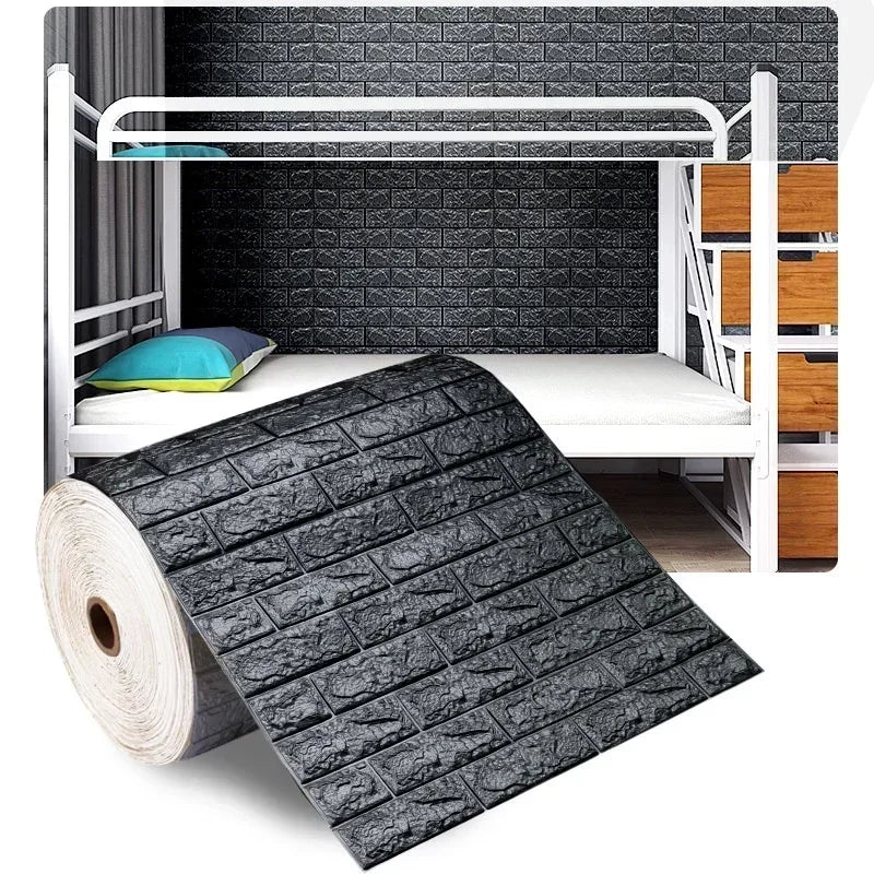 70cmX500cm DIY 3D Wallpaper Moisture Proof Modern Home Decoration Self-adhesive Waterproof Wall Stickers Brick Pattern