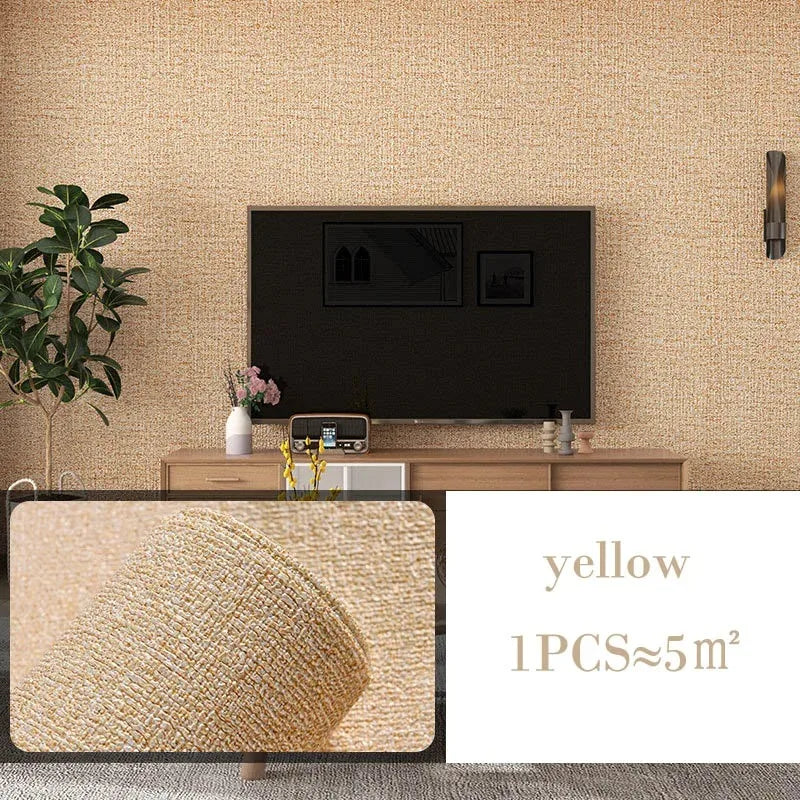 3D DIY Thicken Waterproof Mildew Proof Self-adhesive Insulation Wallpaper Linen Plain Color Stickers Renovation Wall Stickers