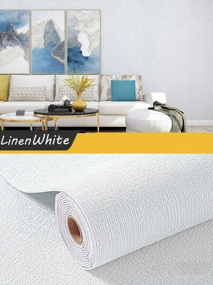 Self-adhesive Diatom Mud Wallpaper Thickened TV Background Linen wallpaper Bedroom Renovation Home Decor XPE Foam Wall Stickers