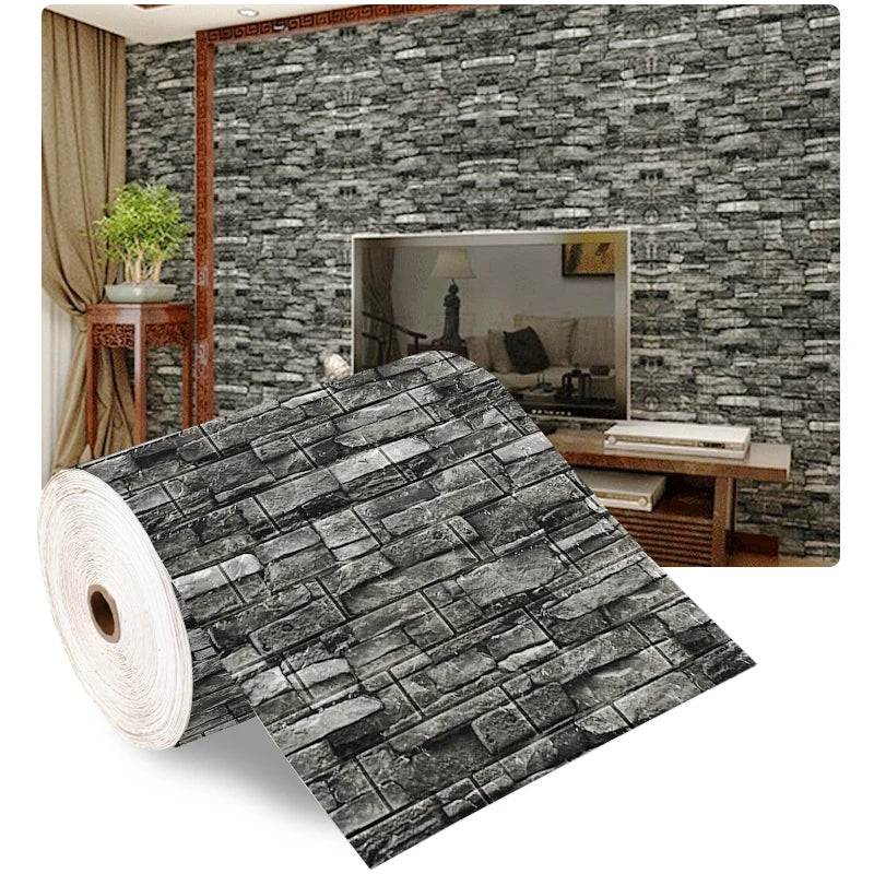 70cmX500cm DIY 3D Wallpaper Moisture Proof Modern Home Decoration Self-adhesive Waterproof Wall Stickers Brick Pattern