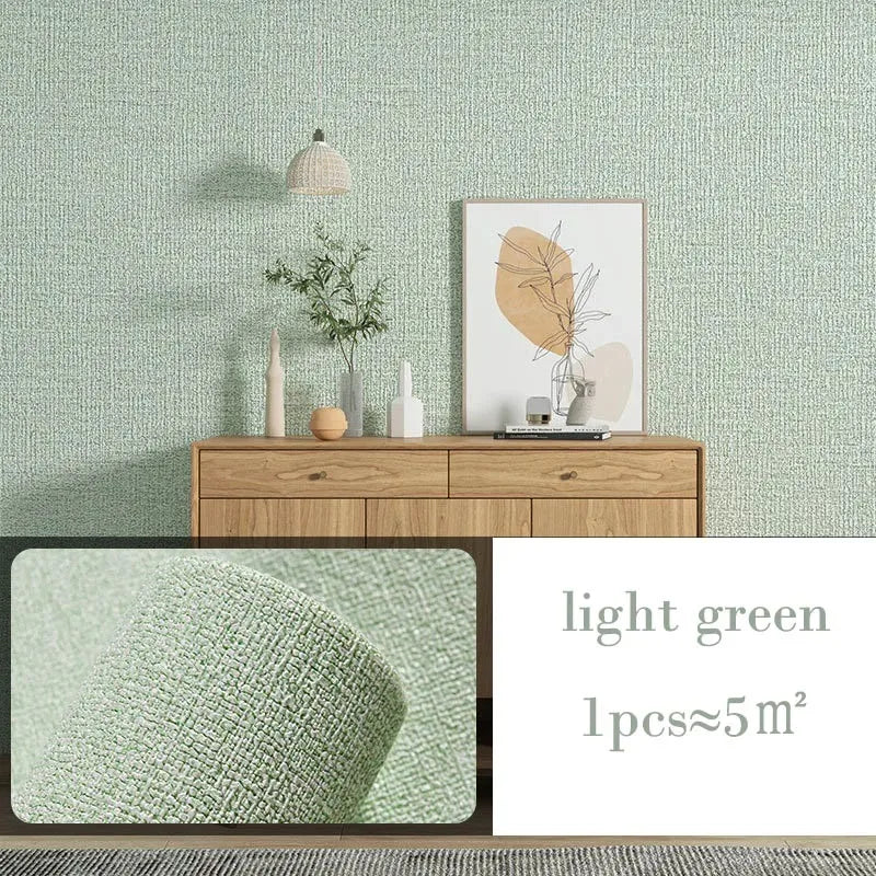 3D DIY Thicken Waterproof Mildew Proof Self-adhesive Insulation Wallpaper Linen Plain Color Stickers Renovation Wall Stickers