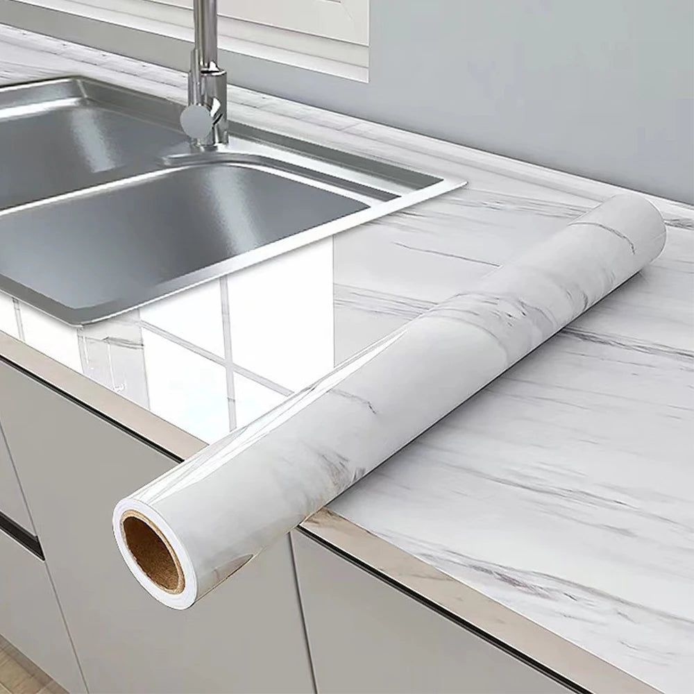 Heat/Waterproof Vinyl Wallpaper - Self-Adhesive Removable Film for Kitchen, Bathroom, Desk & Furniture