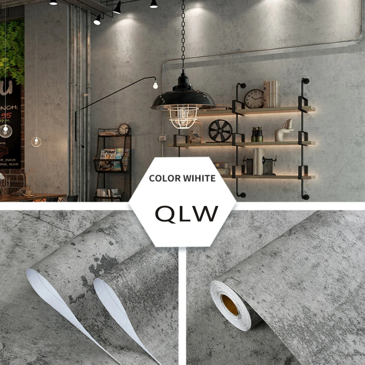 Industrial Cement Grey Clothing Store Living Room Decor Contact Paper Vinyl Self Adhesive Waterproof Wallpaper Wall Stickers