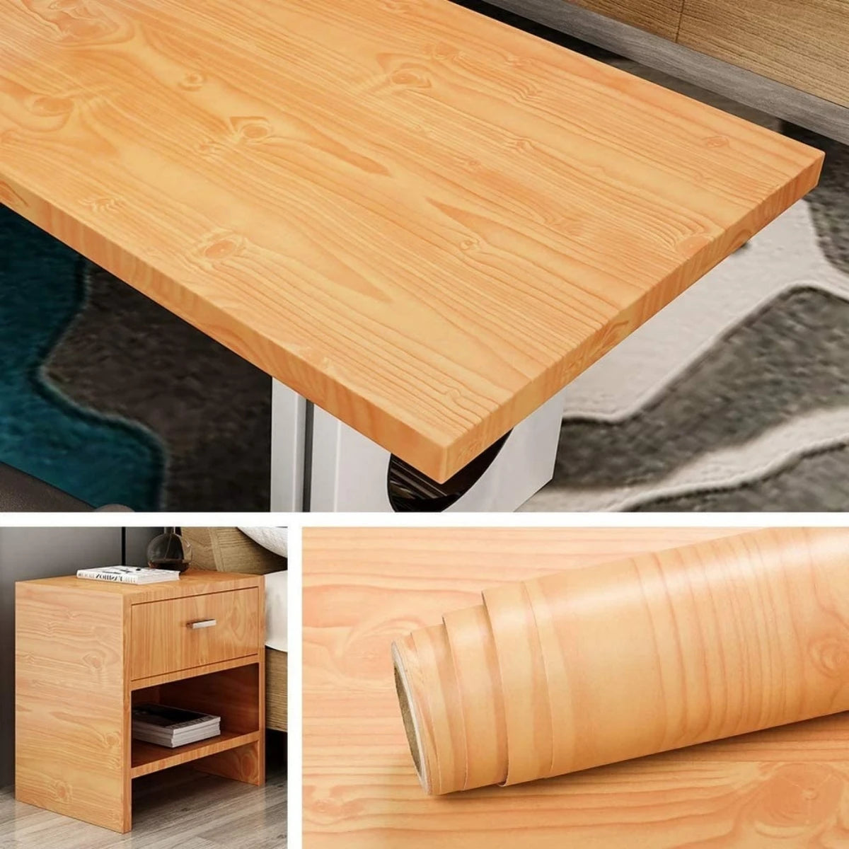 55cm Width Wood Grain PVC Wallpaper for Door Wardrobe Cupboard Table Furniture Waterproof Self Adhesive Stickers Home Decor Film
