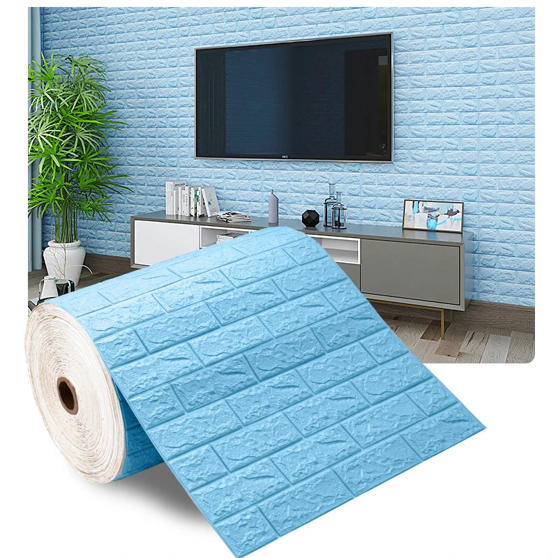 70cmX500cm DIY 3D Wallpaper Moisture Proof Modern Home Decoration Self-adhesive Waterproof Wall Stickers Brick Pattern
