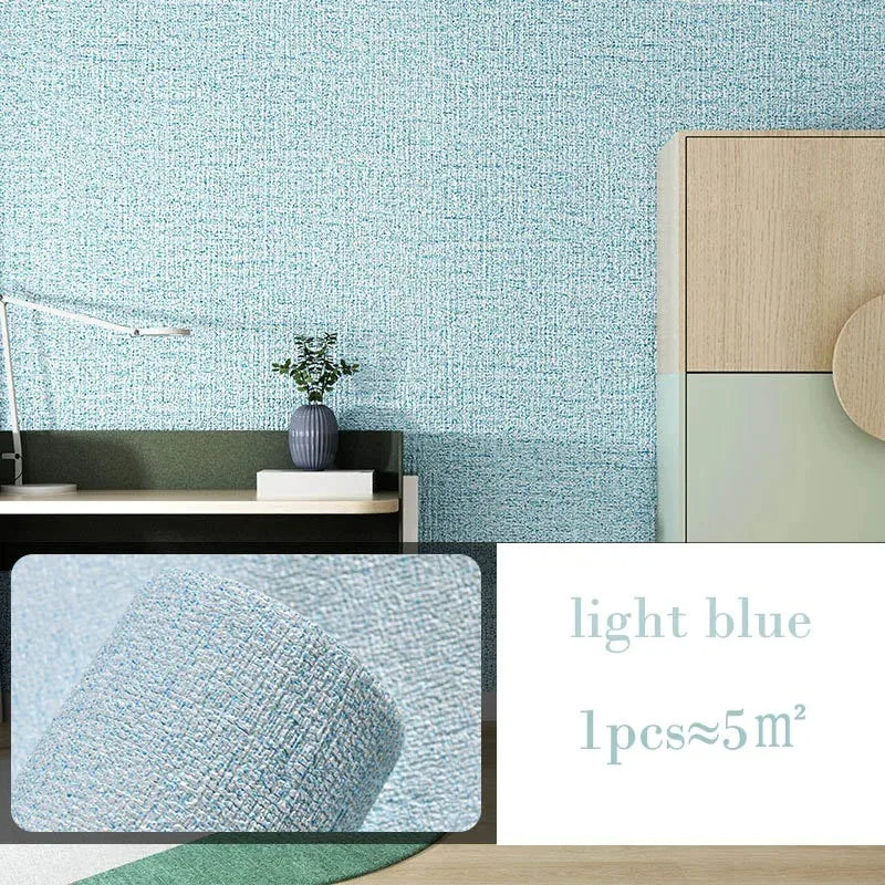 3D DIY Thicken Waterproof Mildew Proof Self-adhesive Insulation Wallpaper Linen Plain Color Stickers Renovation Wall Stickers