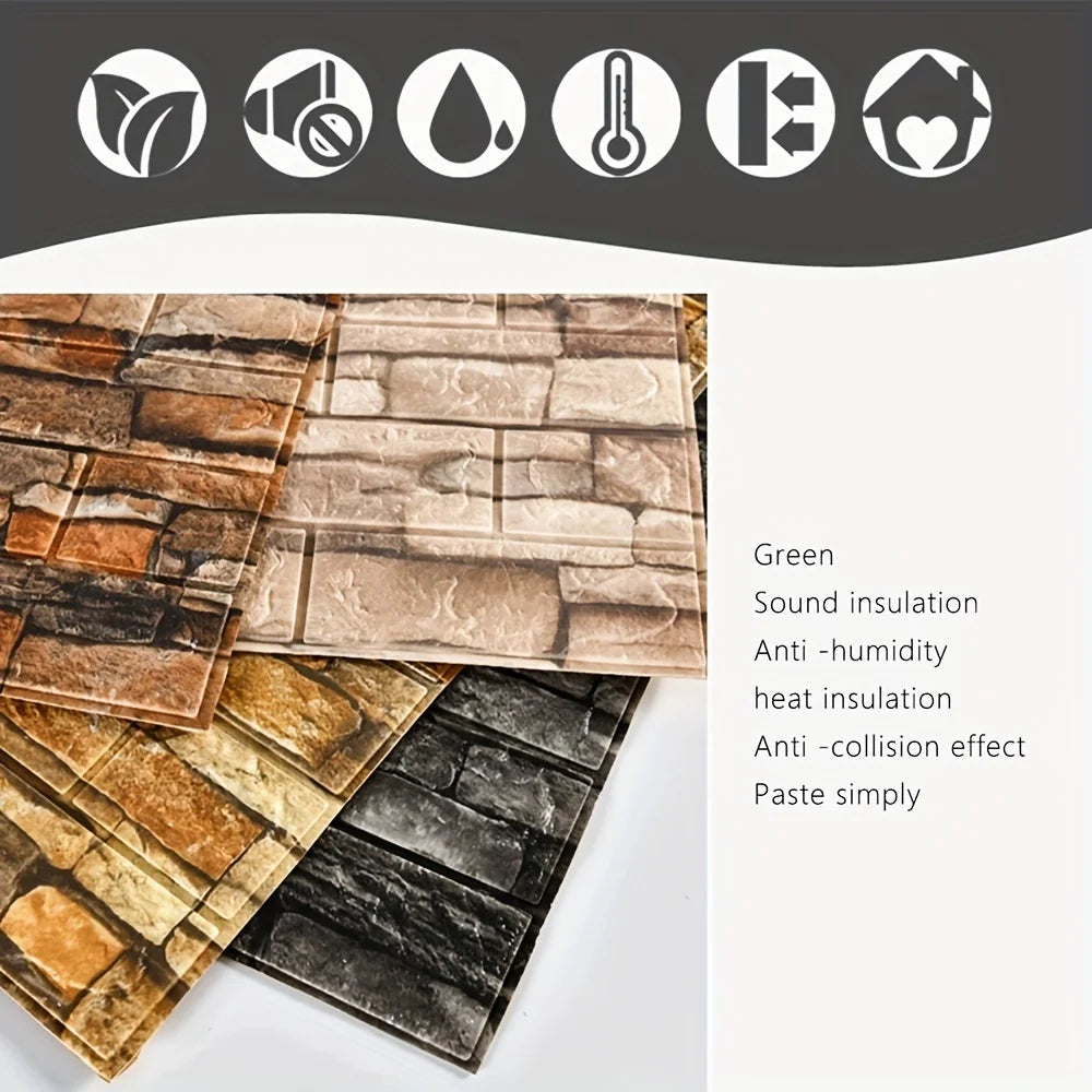 70cmX500cm DIY 3D Wallpaper Moisture Proof Modern Home Decoration Self-adhesive Waterproof Wall Stickers Brick Pattern