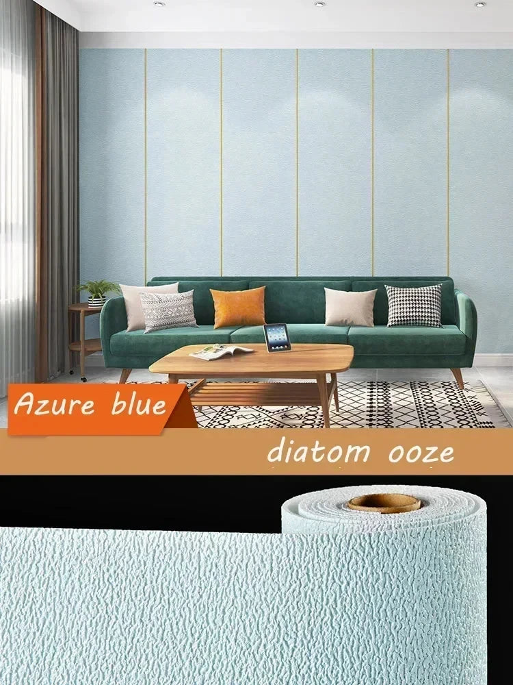 Self-adhesive Diatom Mud Wallpaper Thickened TV Background Linen wallpaper Bedroom Renovation Home Decor XPE Foam Wall Stickers