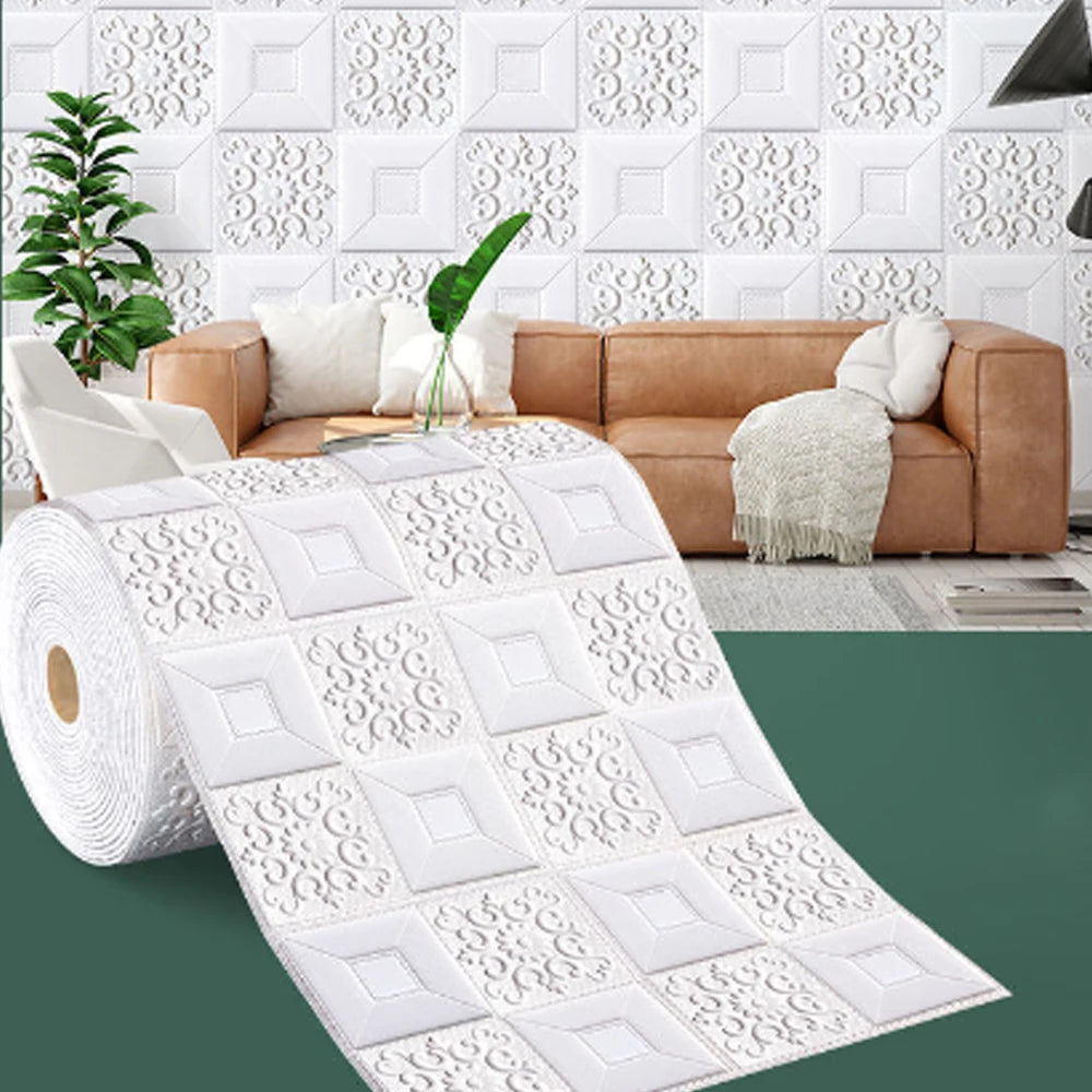70cmx1m/2m/3m/5m/10m Waterproof 3D Stereo Wall Sticker Ceiling Bedroom Living Room Self-adhesive Background Decoration Wallpaper