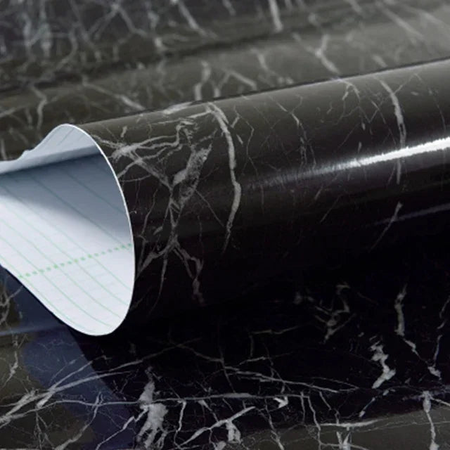 60cm Width Glossy Self Adhesive Solid Wallpaper Vinyl Marble Wall Stickers Waterproof Contact Paper for Kitchen Home Decor Film