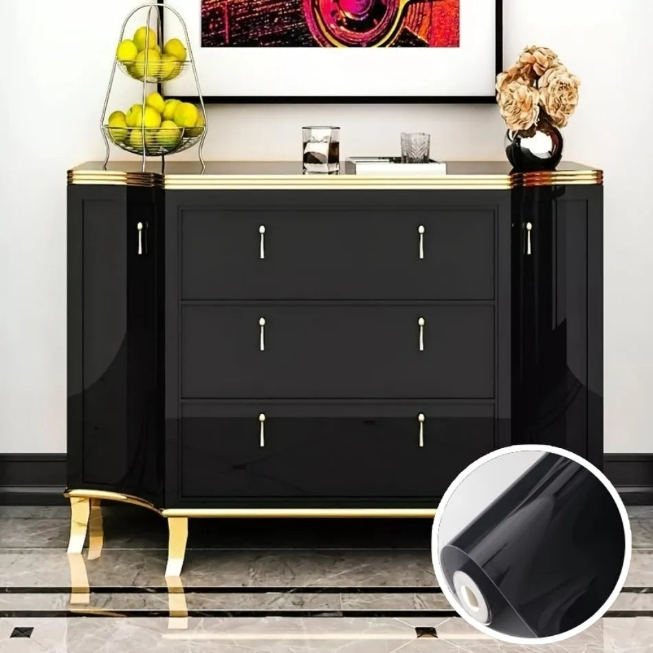 High Glossy Self-adhesive Sticker Modern Style Waterproof Oil-proof Wallpaper for Kitchen Table Cabinet Countertop Renovation