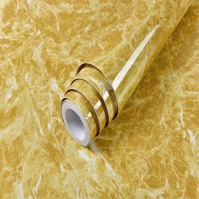 60cm Width Glossy Self Adhesive Solid Wallpaper Vinyl Marble Wall Stickers Waterproof Contact Paper for Kitchen Home Decor Film