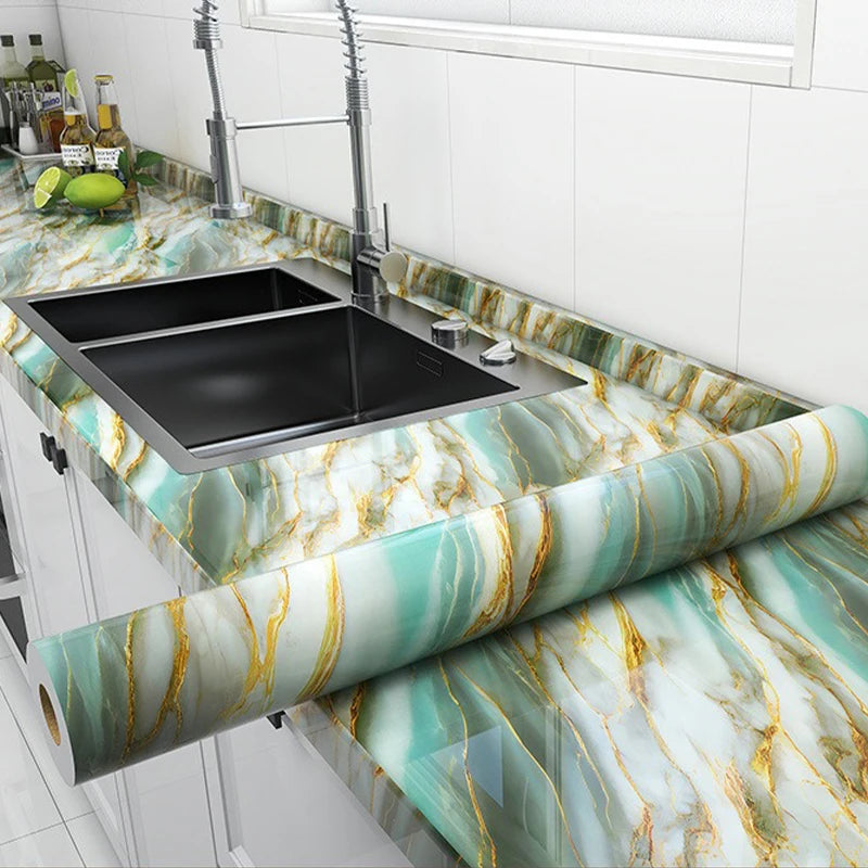 DIY 55cm Marble Self-adhesive Wallpaper Bathroom Kitchen Dining Room Cabinet Countertop Wall Sticker Waterproof And Mildew Proof