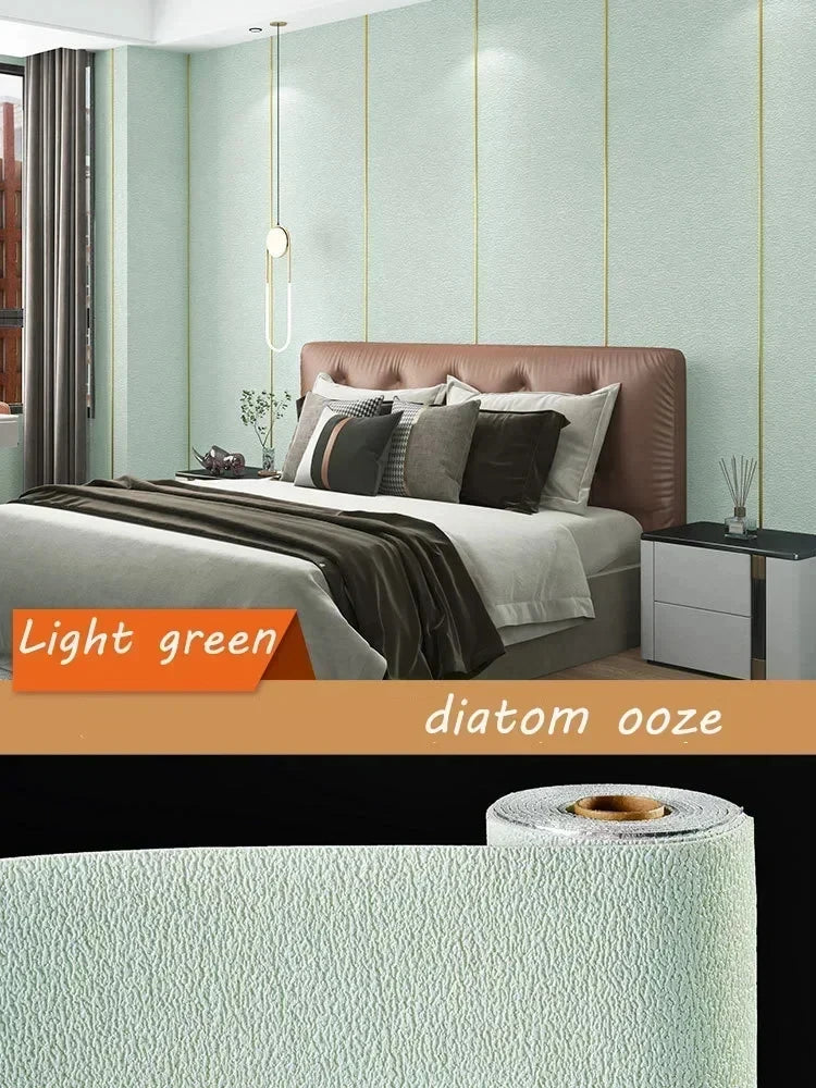 Self-adhesive Diatom Mud Wallpaper Thickened TV Background Linen wallpaper Bedroom Renovation Home Decor XPE Foam Wall Stickers