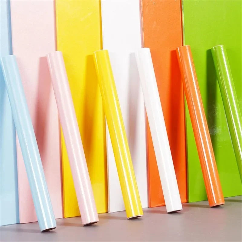 60cm Width Glossy Self Adhesive Solid Wallpaper Vinyl Marble Wall Stickers Waterproof Contact Paper for Kitchen Home Decor Film