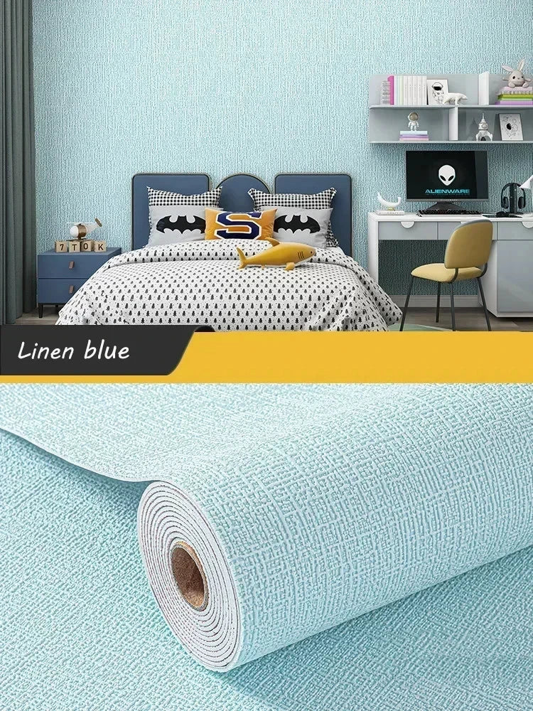 Self-adhesive Diatom Mud Wallpaper Thickened TV Background Linen wallpaper Bedroom Renovation Home Decor XPE Foam Wall Stickers