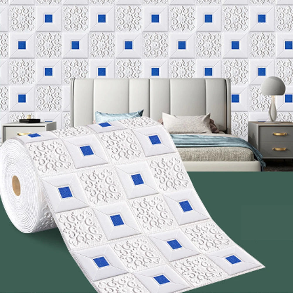 70cmx1m/2m/3m/5m/10m Waterproof 3D Stereo Wall Sticker Ceiling Bedroom Living Room Self-adhesive Background Decoration Wallpaper