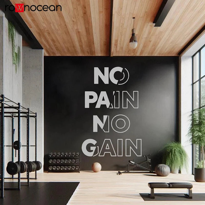 No Pain No Gain Vinyl Wall Decal – Minimalist Gym Decor, Motivational Quote Sticker for Home & Fitness Room Inspiration E984