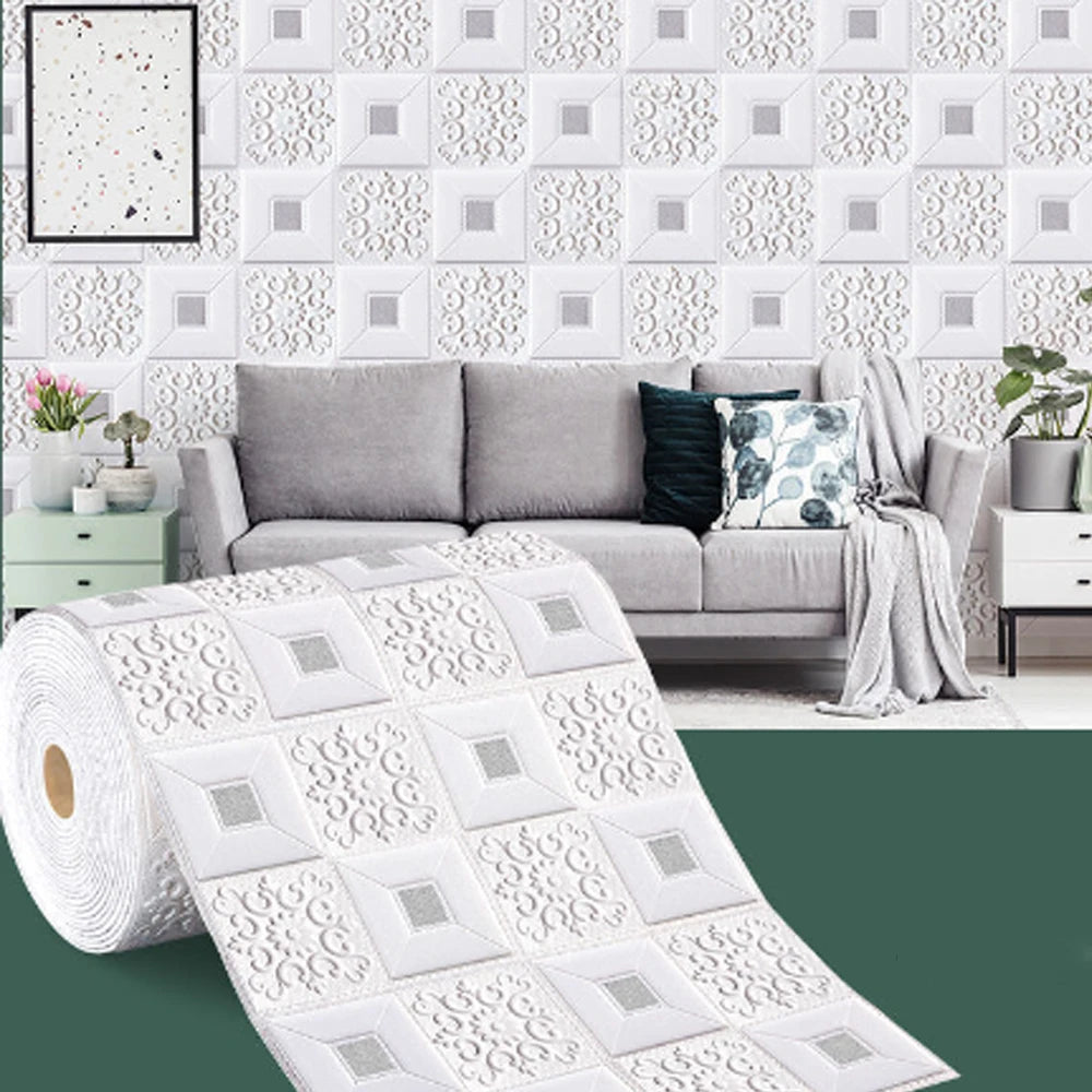 70cmx1m/2m/3m/5m/10m Waterproof 3D Stereo Wall Sticker Ceiling Bedroom Living Room Self-adhesive Background Decoration Wallpaper