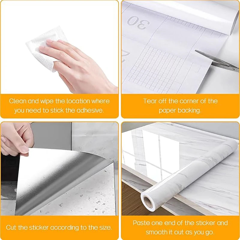 DIY 55cm Marble Self-adhesive Wallpaper Bathroom Kitchen Dining Room Cabinet Countertop Wall Sticker Waterproof And Mildew Proof