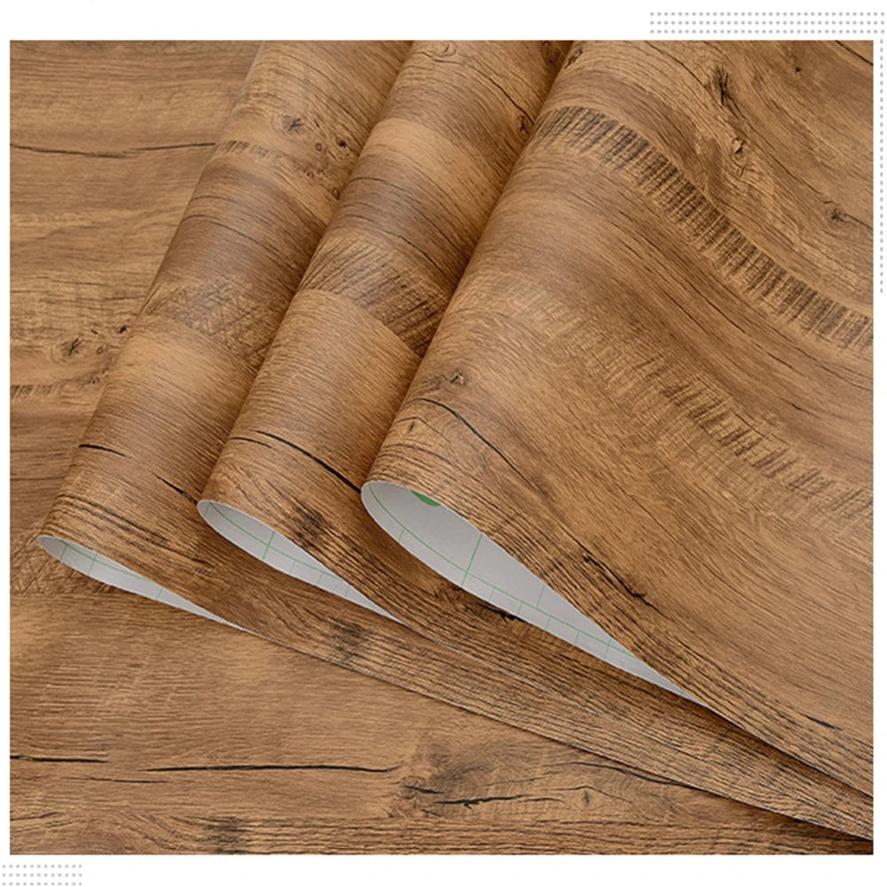 55cm Wide Wood Grain Vinyl Wallpaper for Door Wardrobe Cupboard Table Furniture Waterproof Self Adhesive Stickers Home Decor Fil