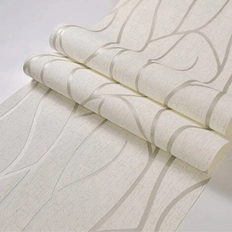 53cm European Modern Bedroom Background 3D Non-woven Moisture-proof Wallpaper Curve Stripes Thickened Wall Stickers