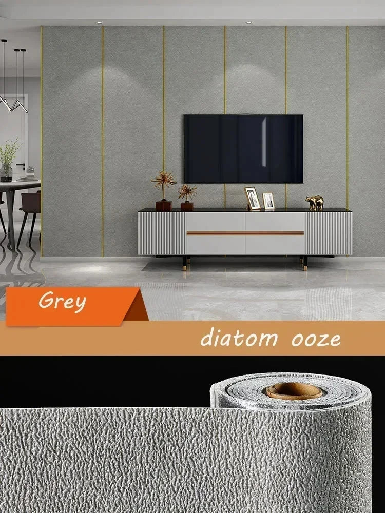 Self-adhesive Diatom Mud Wallpaper Thickened TV Background Linen wallpaper Bedroom Renovation Home Decor XPE Foam Wall Stickers