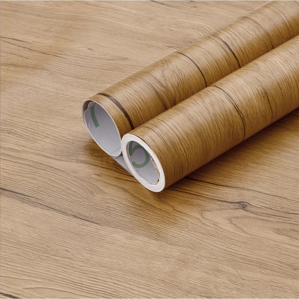 55cm Wide Wood Grain Home Decor Furniture Waterproof Vinyl Wall Sticker Self Adhesive PVC Wallpaper Kitchen Cabinet Door Sticker