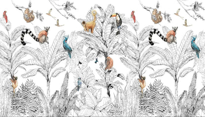 Milofi custom 3D large wallpaper mural hand-painted Nordic forest small animal kindergarten jungle sticker background wall