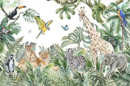 Milofi custom 3D large wallpaper mural hand-painted Nordic forest small animal kindergarten jungle sticker background wall